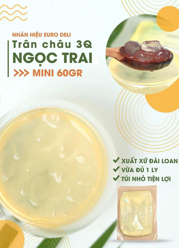 Thạch Trân Châu 3Q Eurodeli Nguyên Vị - Trân châu giòn Ngọc trai 60Gr